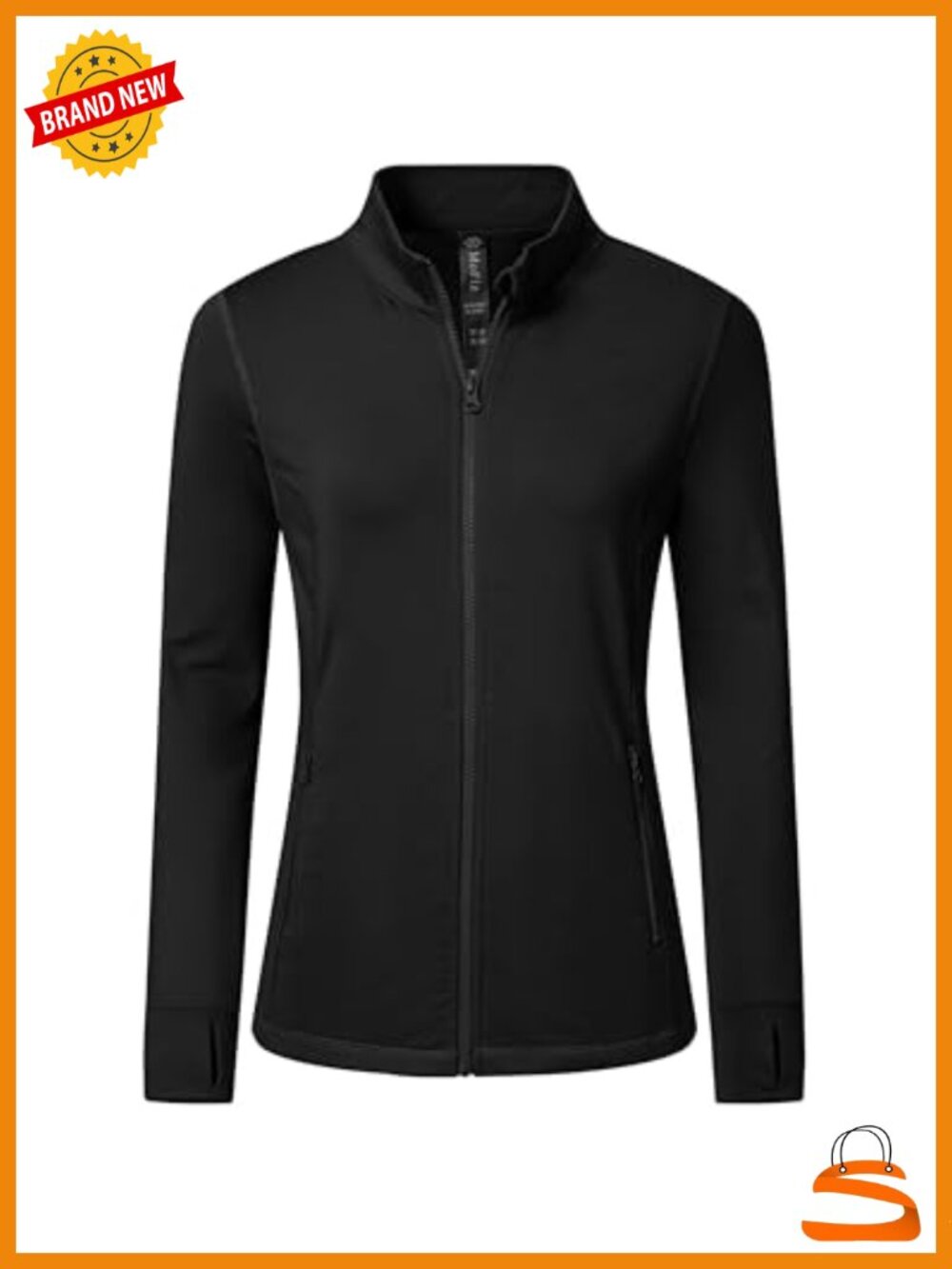 Women's Fleece Lined Athletic Running Jacket UPF 50+ Full Zip Thumbhole